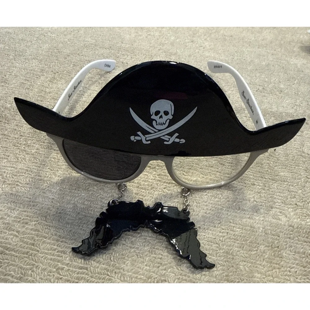 Sun Staches Unisex Pirate with Mustache One Eye & Hat Sunglasses - Halloween